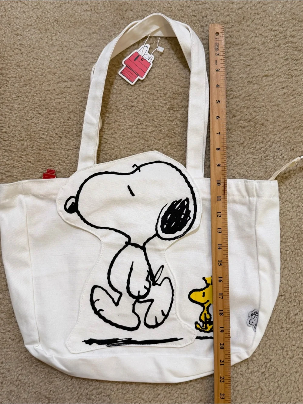 Snoopy Woodstock Canvas Tote Bag White Peanuts